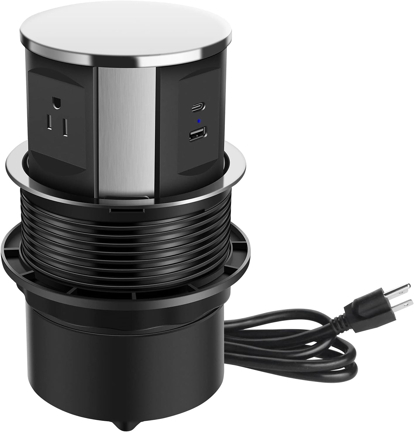 Pop Up Outlet for Countertop, Pop Up Power Strip with USB C Ports, Kitchen Counters Grommet Outlet Center with 3 Outlet and USB Ports. (White) Pack of 2