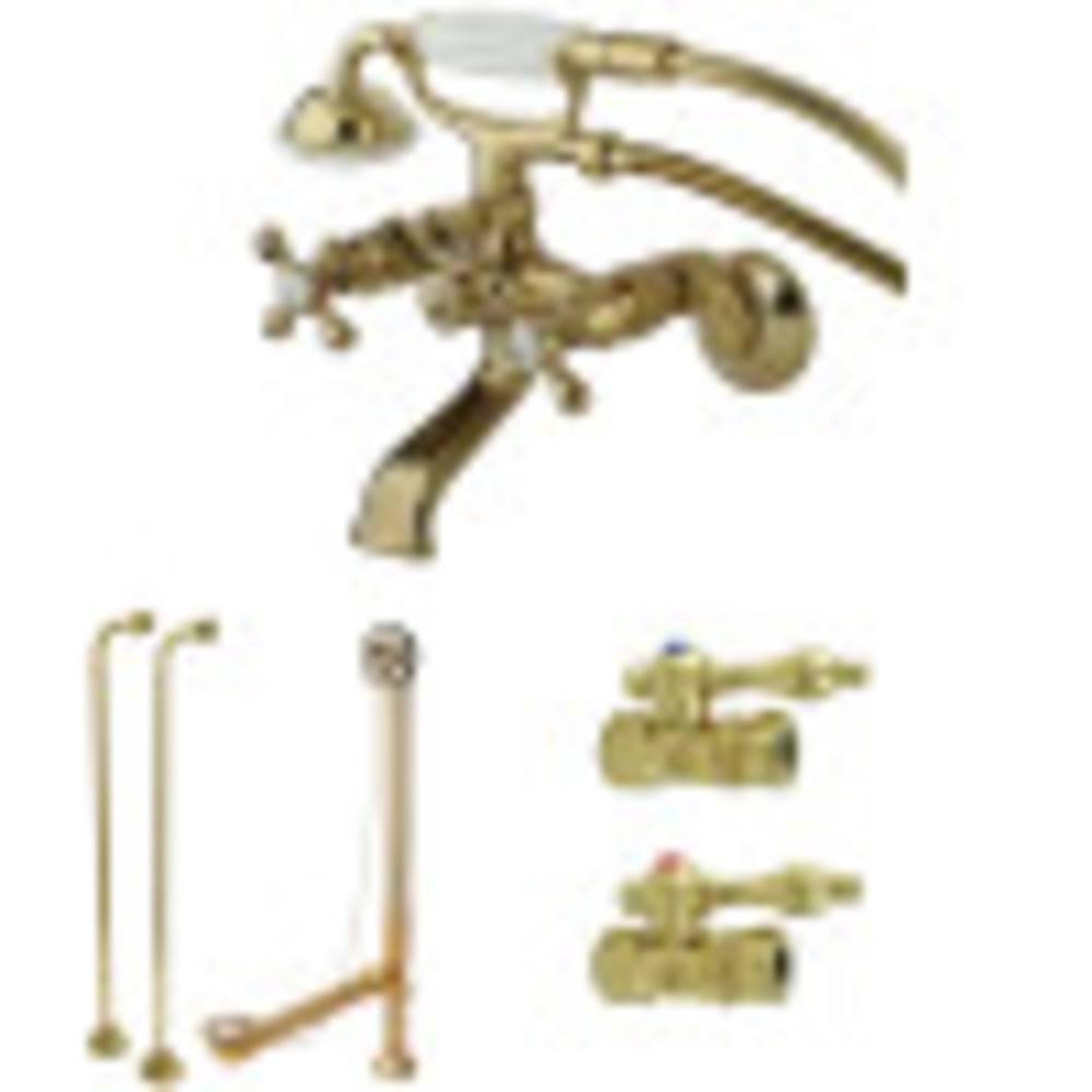 Kingston Brass Vintage Wall Mount Clawfoot Tub Package Polished Brass