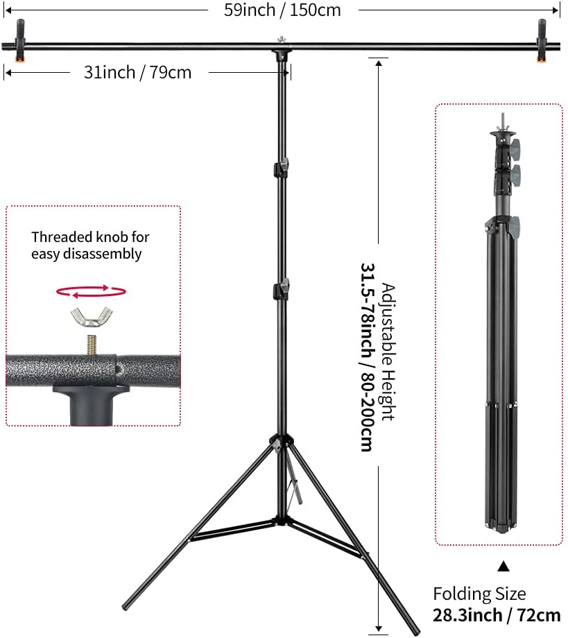HEMMOTOP Green Screen Backdrop with Stand Kit 5x6.5ft for Zoom, Reversible Blue Screen and Green Screen with Portable T-Shaped Background Support Stand, 5 x Backdrop Clip Pack of 2