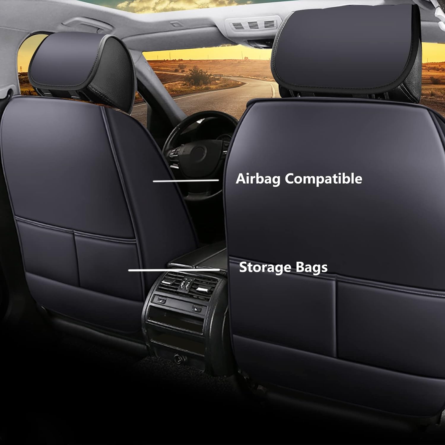 HZKERZH Leather Car Seat Covers Fit for Volkswagen Tiguan 2009-2022 Interior Accessories Full Set Seat Covers Compatible with Airbag Waterproof and Easy to Install