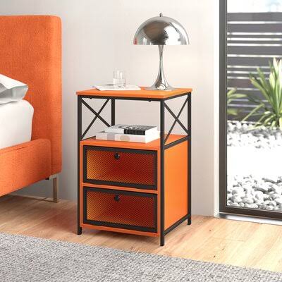 Katherine Iron Nightstand Beachcrest Home Color: Orange
