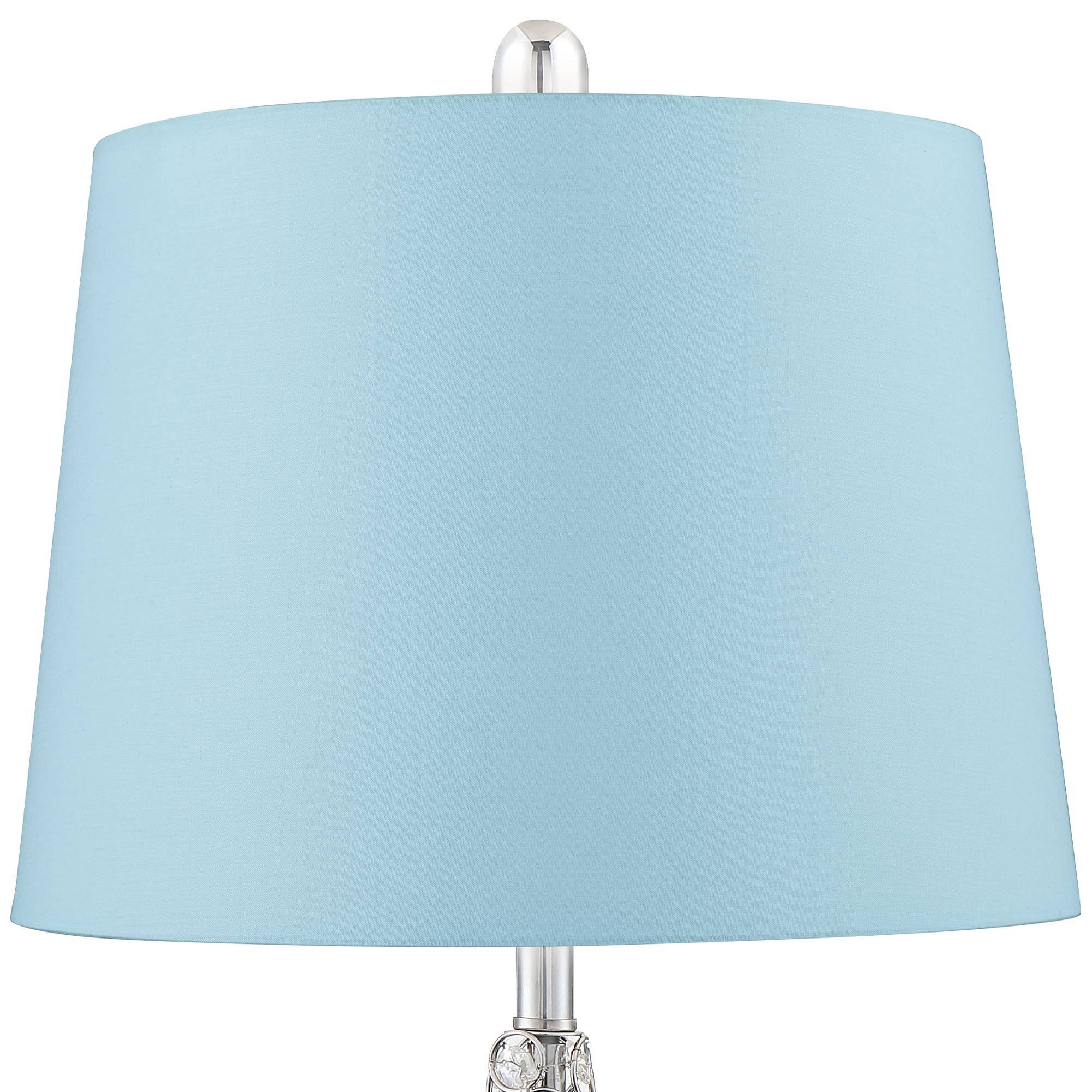 360 Lighting Sergio Chrome Blue Hardback USB Accent Table Lamps Set of 2