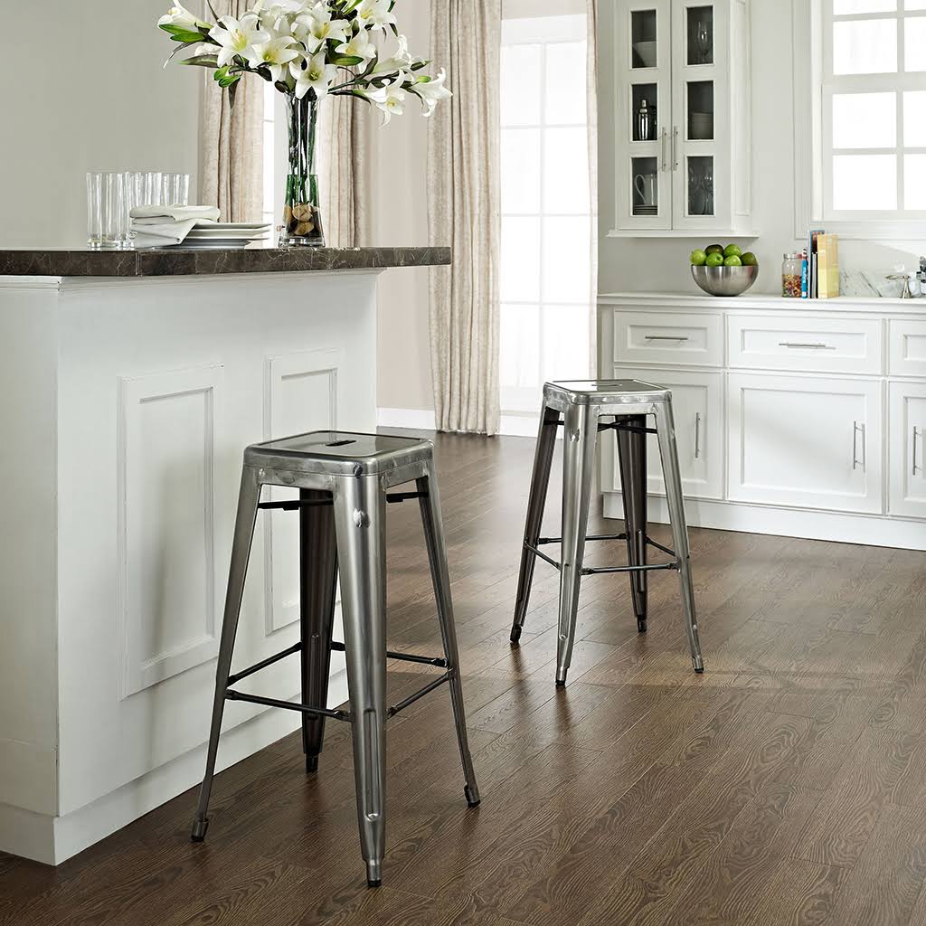 Crosley Amelia Metal Cafe Backless Barstool, Galvanized - 2 count