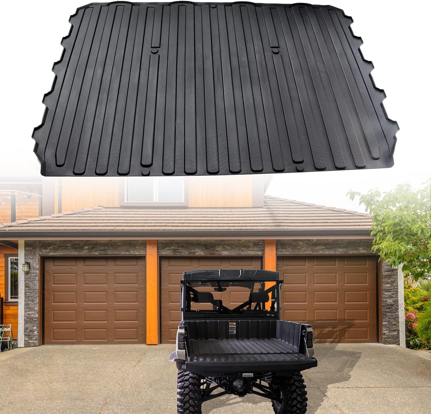 Ranger Rubber Bed Mat Liner,CPOWACE All Weather Protect Rear Cargo Bed Mat TPE Slush Liner Compatible with 2020-2022 Polaris Ranger XP 1000 Crew