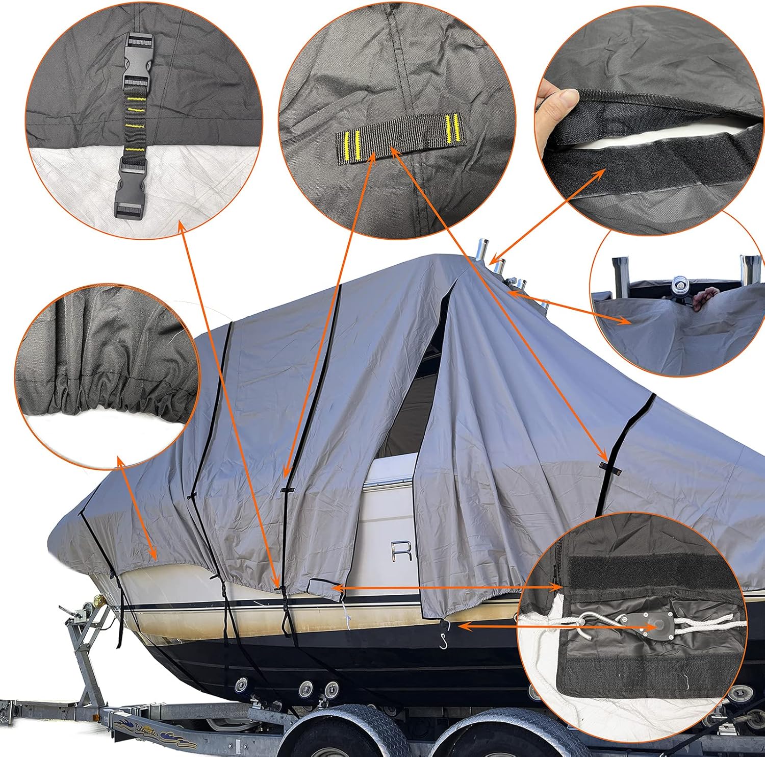 Eliteshield Heavy Duty T Top Hard Top Boat Cover, Marine Grade Solution-Dyed Polyester, UV Treated, Water Resistant, Fade Resistant, Tear Resistant Black Color 19 feet to 20 feet Long, 102