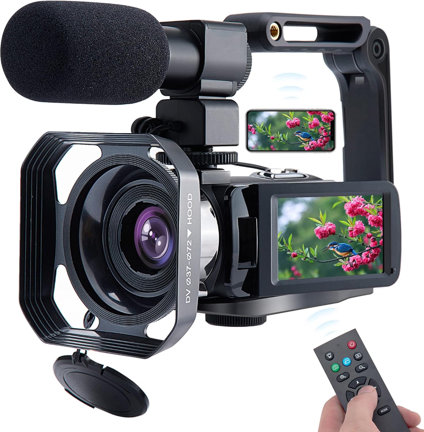 4K Video Camera Camcorder 48MP Digital Camera 18X Zoom WiFi IR Night Version Vlogging Camera Webcam 270°Rotation Camcorder with Multiple Accessories