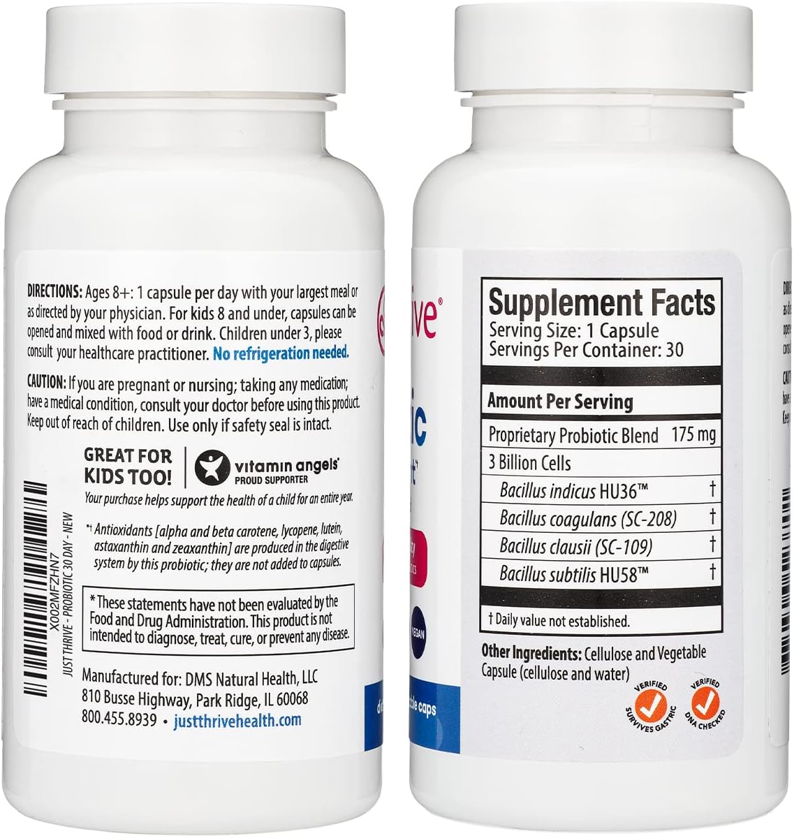 Just Thrive: Probiotic & Antioxidant - Vegan Proprietary Probiotic Blend - 30-Day Supply - 100-Percent Spore-Based Probiotic - 1000x Survivability - Supports Immune and Digestive Health - No Gluten Pack of 2