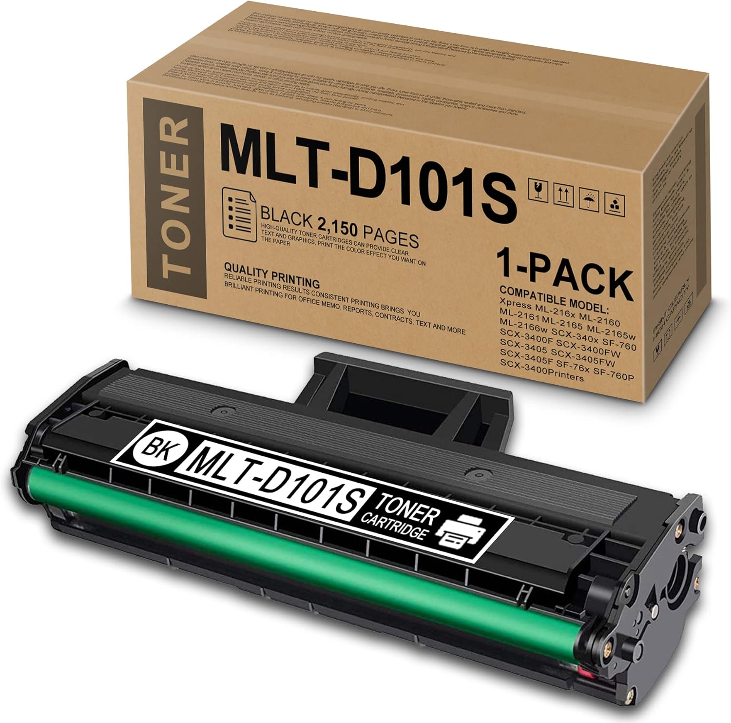 Cobaprint Compatible MLT-D101S D101S Toner for SCX-3400FW 1 Pack Black (SU700A) Replacement for ML-2160 ML-2161 ML-2165 SF-760 SF-760P ML-2165w ML-2166w SCX-3400 SCX-3400F SCX-3400FW Series Printer Pack of 2