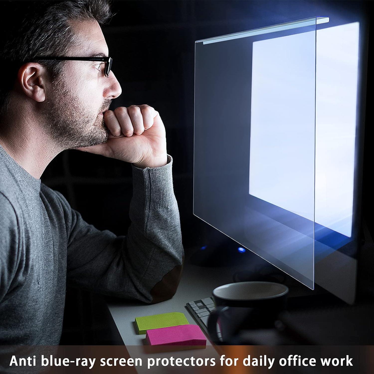 Blue Light Blocking Screen Protector – Blue Light Screen Protector for 20 and 22” Widescreen Monitors – Easy Install Blue Light Filter for Computer Screen – Universal Size Blue Light Screen Pack of 2