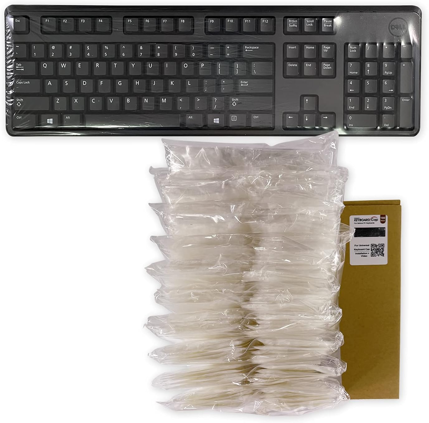 Fully Covered Flat Style Easily Sanitized Universal 0.025mm Wipeable Superb Tactile Feeling Waterproof Anti-Dust Keyboard Cap Cover for Desktop Keyboard with Numeric Hospital/Dentist Use [100 Pack]