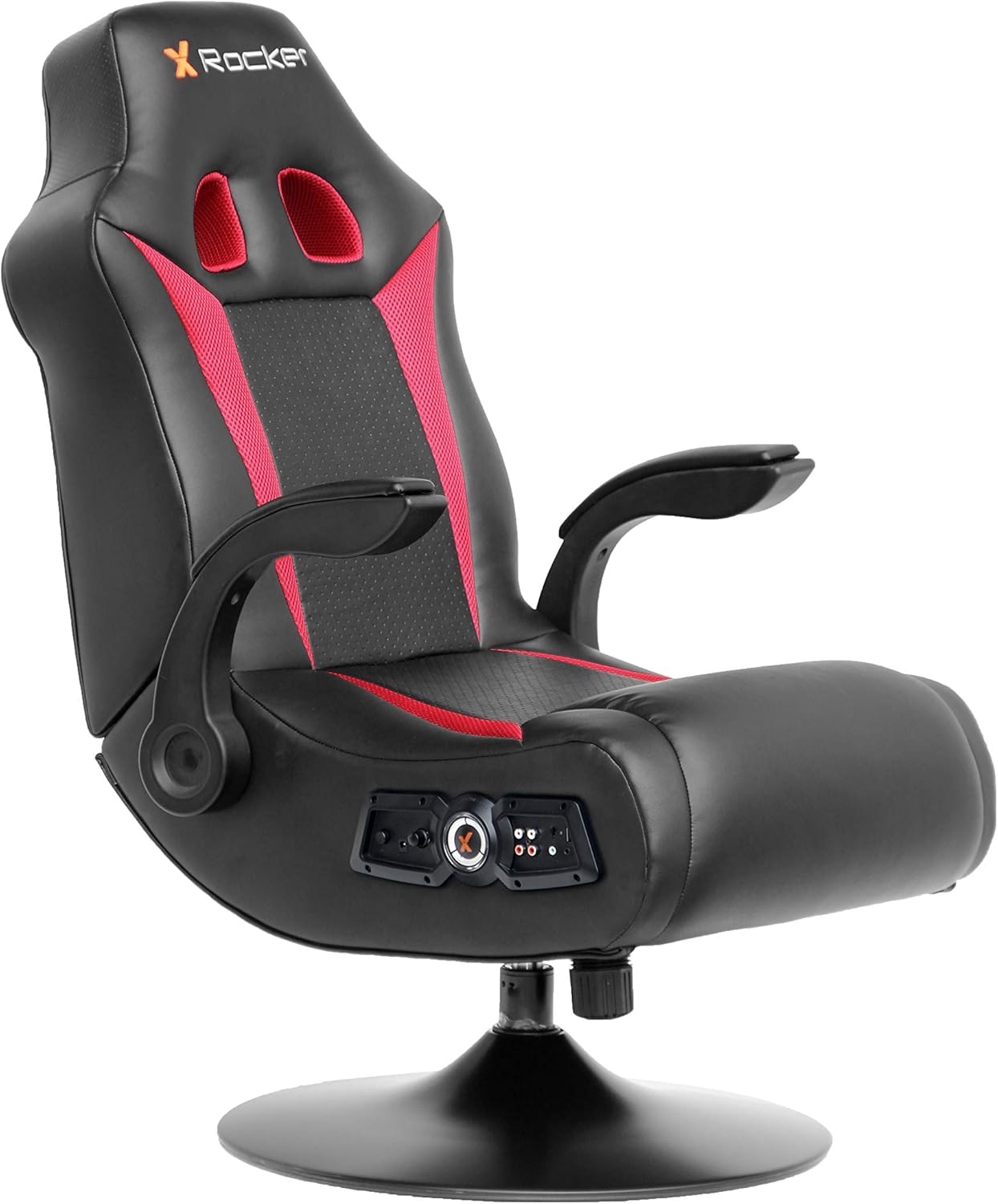 X Rocker Vibe 2.1 Bluetooth Pedestal Gaming Chair/Black and Blue/Flip-Up Arms