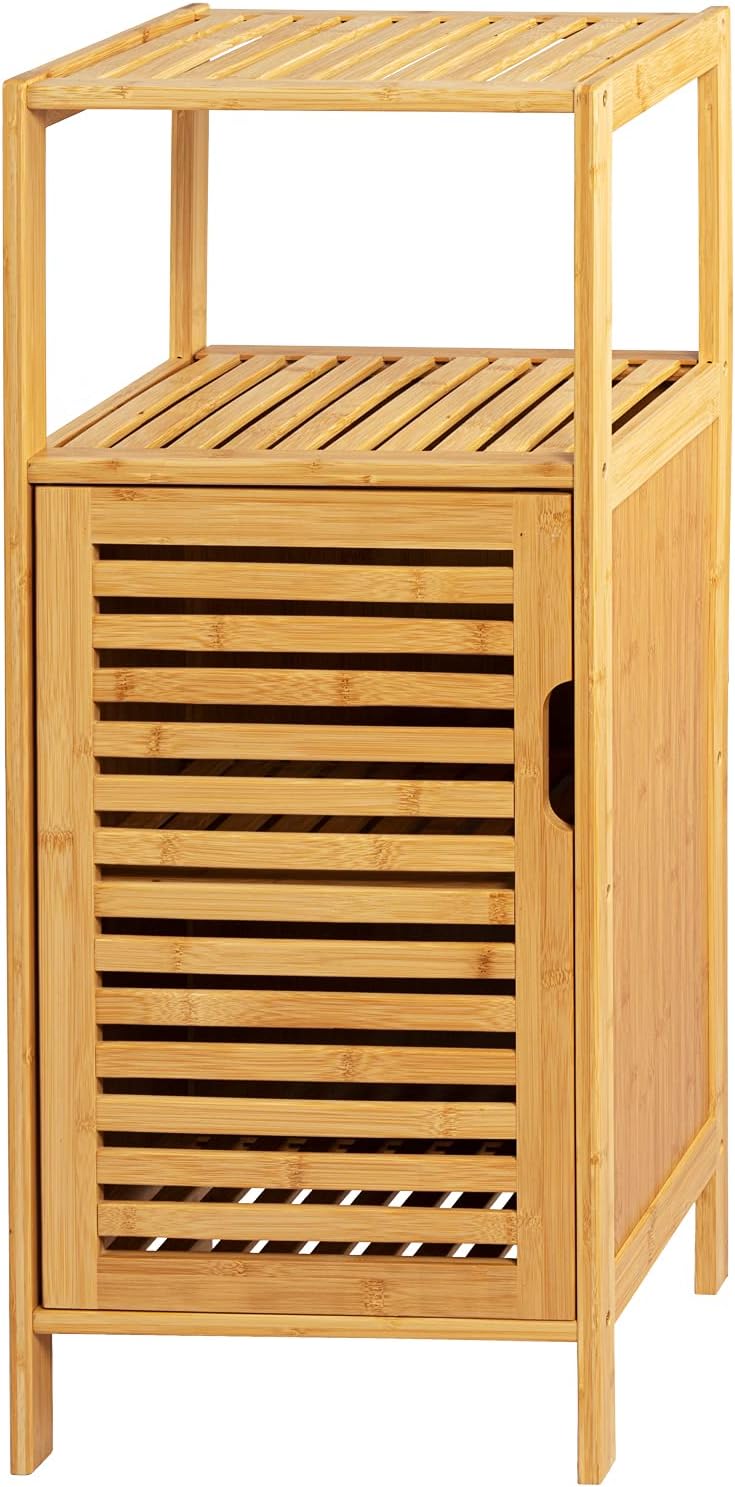 Mavalous Bamboo Bathroom Floor Cabinet, Storage Cabinet Freestanding with Single Door, Storage Cabinets for Laundry Room(Natural) Pack of 2