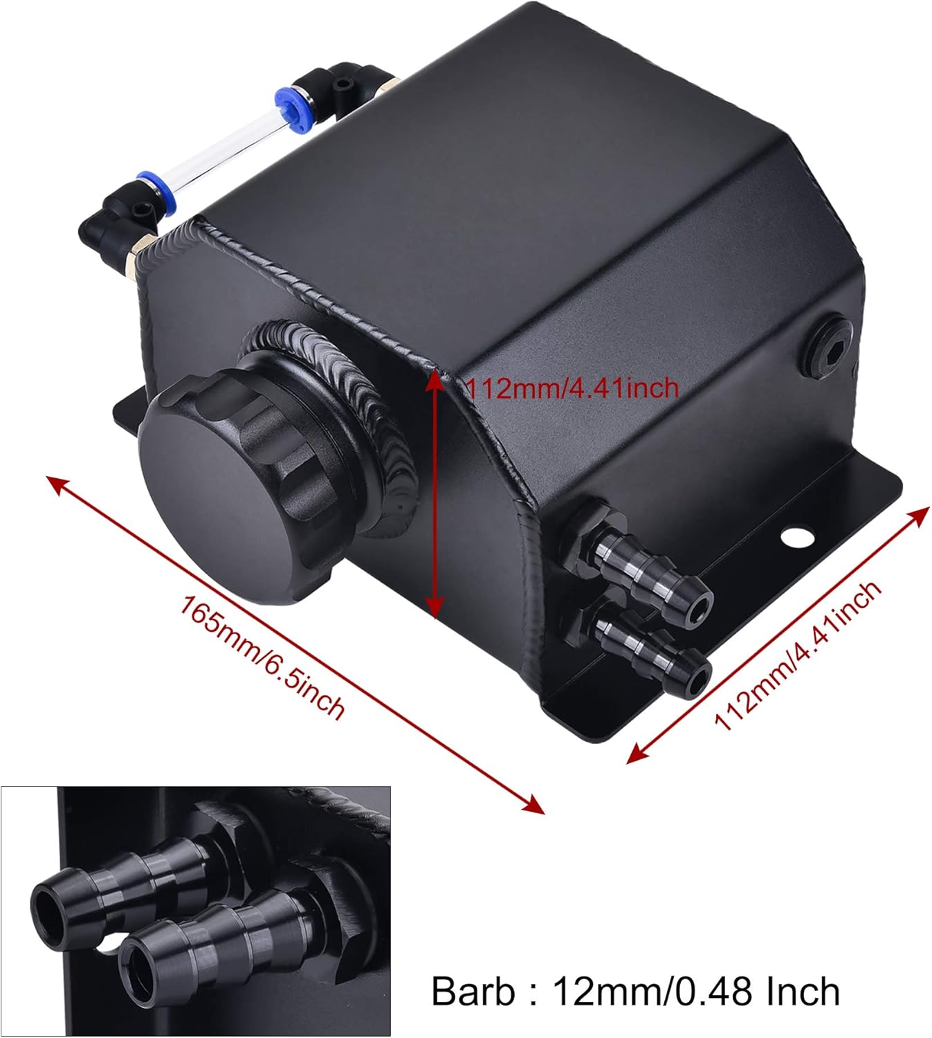 EVIL ENERGY Coolant Radiator Overflow Tank Reservoir Expansion Catch Can 1 L Universal Black