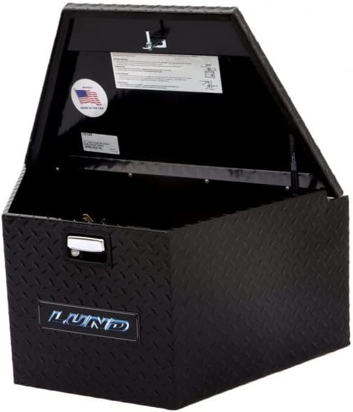 Lund Trailer Tongue Storage Box - Universal Aluminum - Black | Dim A: 34; Dim B: 21; Dim C: 18; Dim D: 16