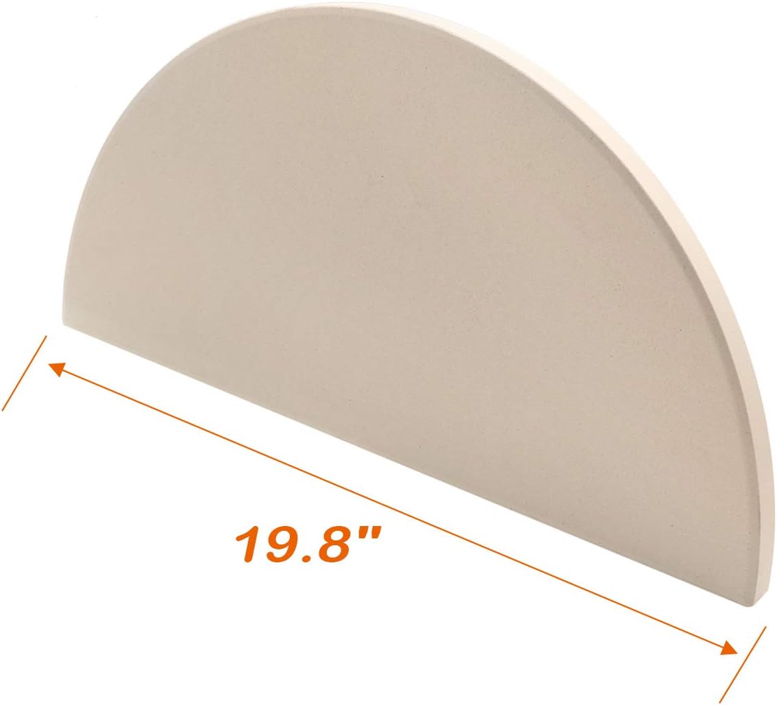 Half-Moon Ceramic Heat Deflector Plates for Kamado Joe Big Joe I, II & III, 2-Pack, White