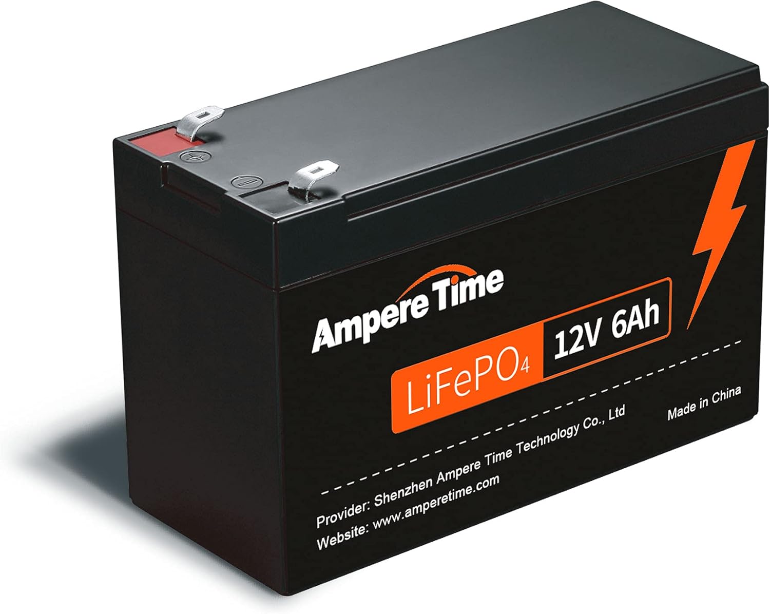 Ampere Time-LiFePO4 Deep Cycle Battery 12V 6Ah, 10 Years Life time. Perfect for Replace Lead-Acid Battery and Most of Out-Door Power Applications, etc.