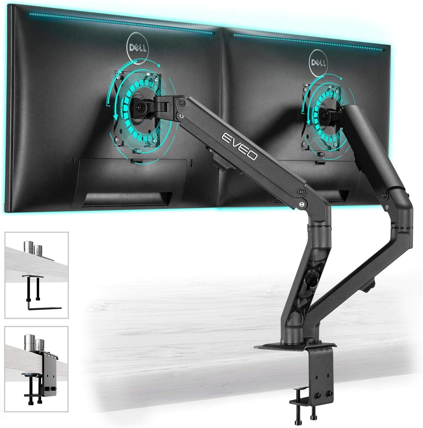 Dual Monitor Stand, Monitor Stands for 2 Monitors, Dual Monitor Mount for 17''-27'' Inch or 4.4-15.4 Lbs Each Arm, Swivel VESA Mount 75x75mm or 100x100mm, Dual Monitor Arm Pack of 2