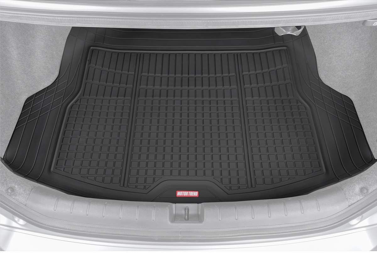 Motor Trend Premium FlexTough All-Protection Cargo Mat Liner – w/Traction Grips & Fresh Design, Heavy Duty Trimmable Trunk Liner for Car Truck SUV, Black (OF-985-BK) Pack of 2