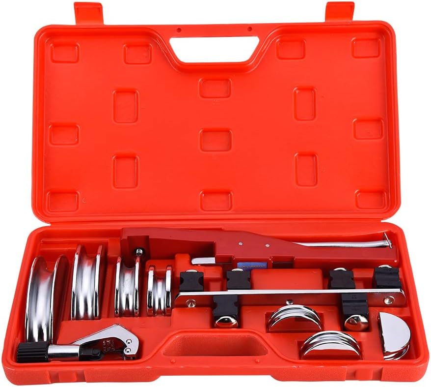 ICOOL Tubing Bender Kit Hand Tool 1/4 to 7/8 Inch for Soft Copper Aluminum HVAC Refrigeration System Maintenance, with Tube Cutter