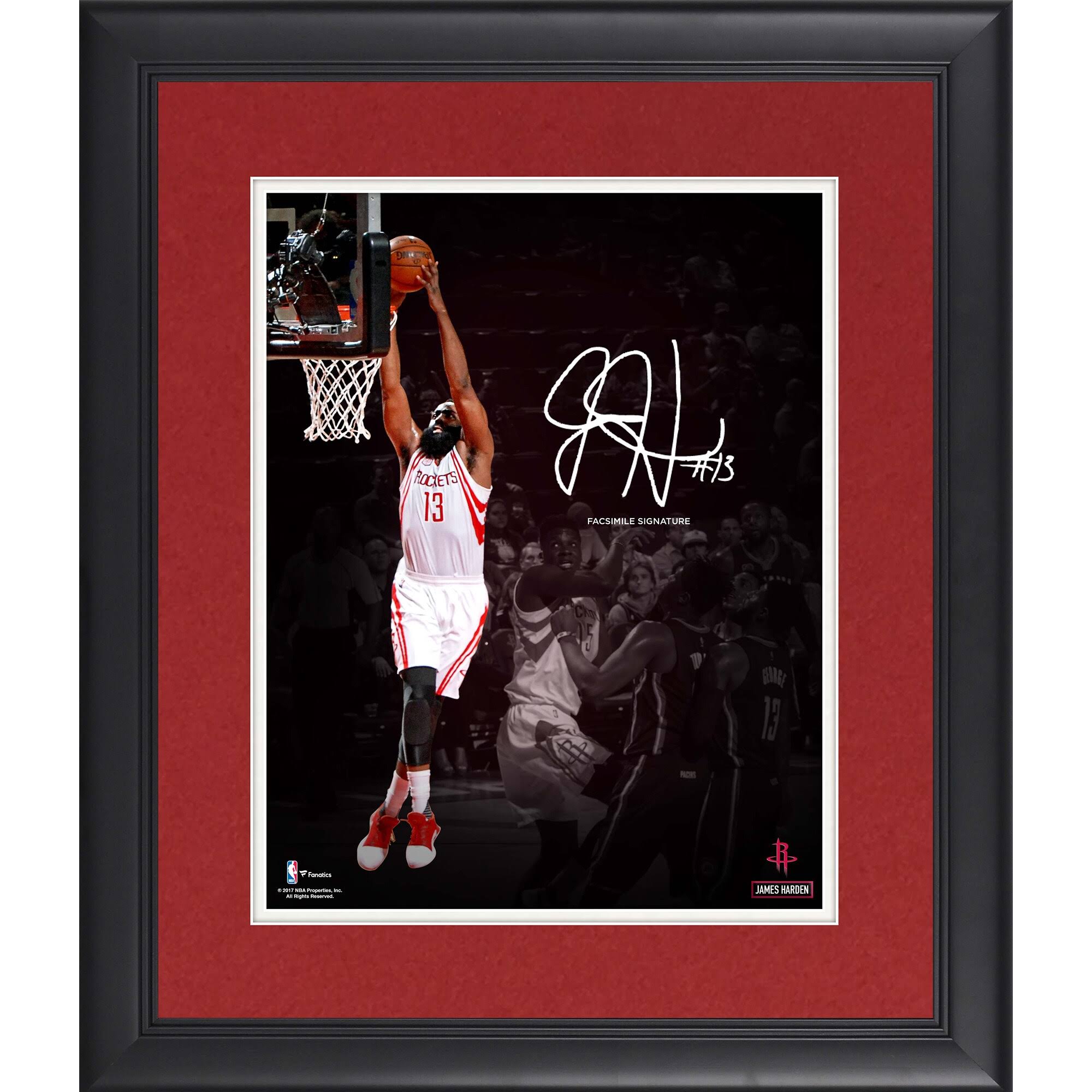 Fanatics Authentic James Harden Houston Rockets Framed 11x22 x 14x22 Spotlight Photograph - Facsimile Signature