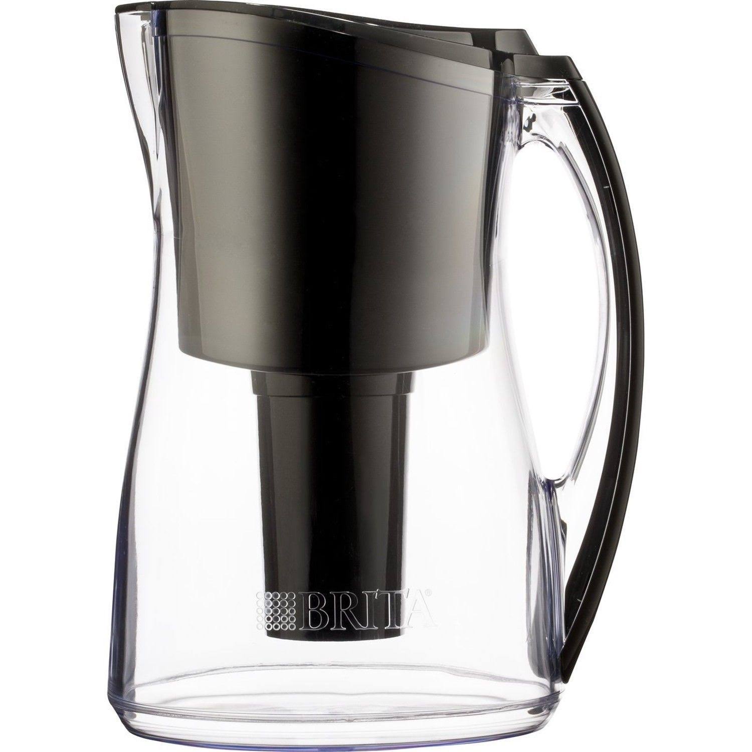 Brita 8 Cup Marina BPA Free Water Pitcher with 1 Filter Black