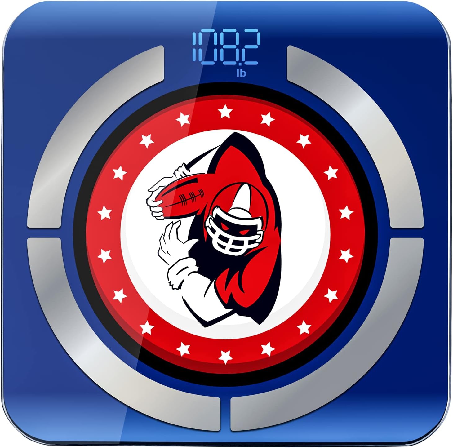 Football Fans Body Scale, Smart Digital Bathroom Weighing Scale, Body Composition Analyzer Measures Weight, Body Fat, Water, Muscle & Bone Mass Includes Batteries 400lbs (Color: Hawks Blue) Pack of 2