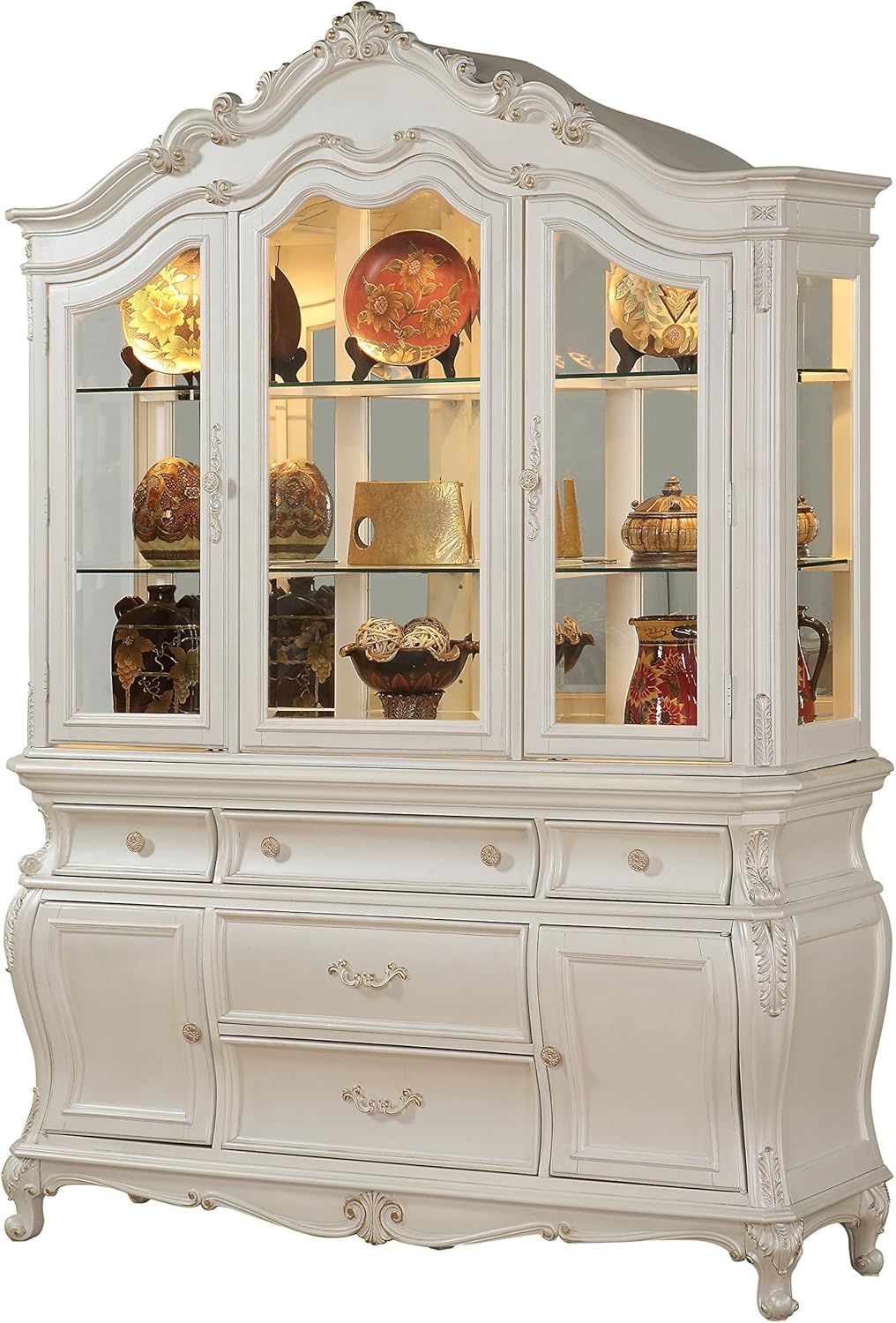 ACME Chantelle Side Chair (Set-2) - 63542 - Rose Gold PU & Pearl White