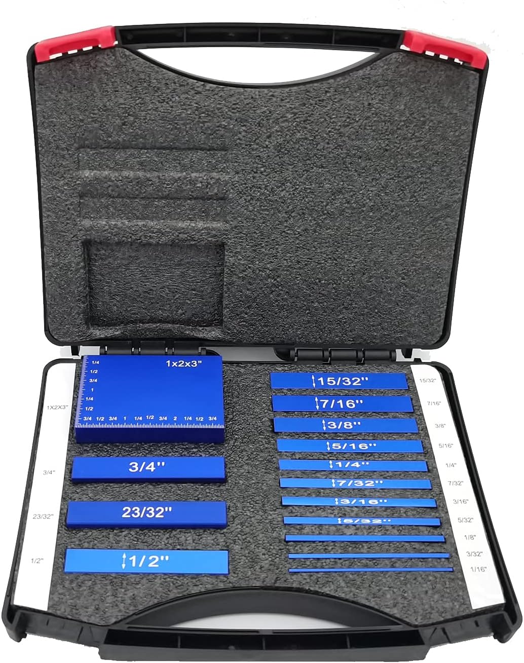 15pcs Setup Blocks Height Gauge Set Precision Aluminum Woodworking Setup Bars with Portable Protective Case for Router and Table Saw Accessories