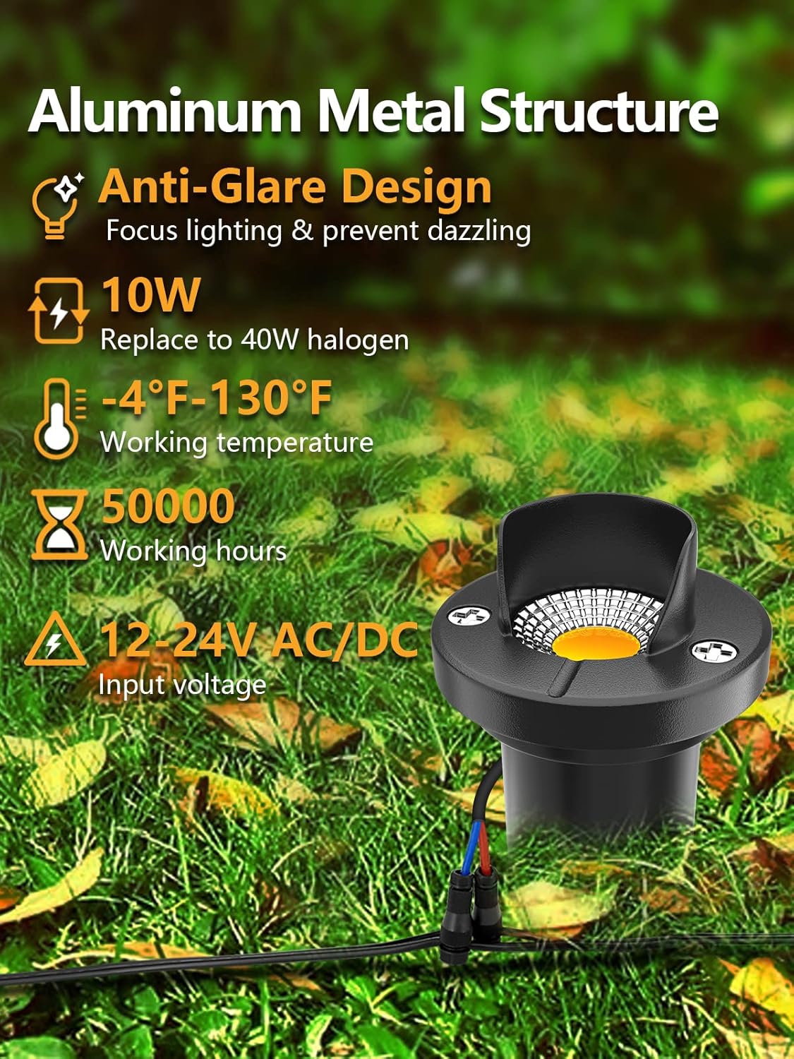 ZUCKEO Low Voltage Landscape Lights 10W Well Lights LED Landscape in Ground Light with Connectors,12V 24V Outdoor Landscape Lighting Waterproof Spotlights for Desk Garden Yard Path(14Pack)