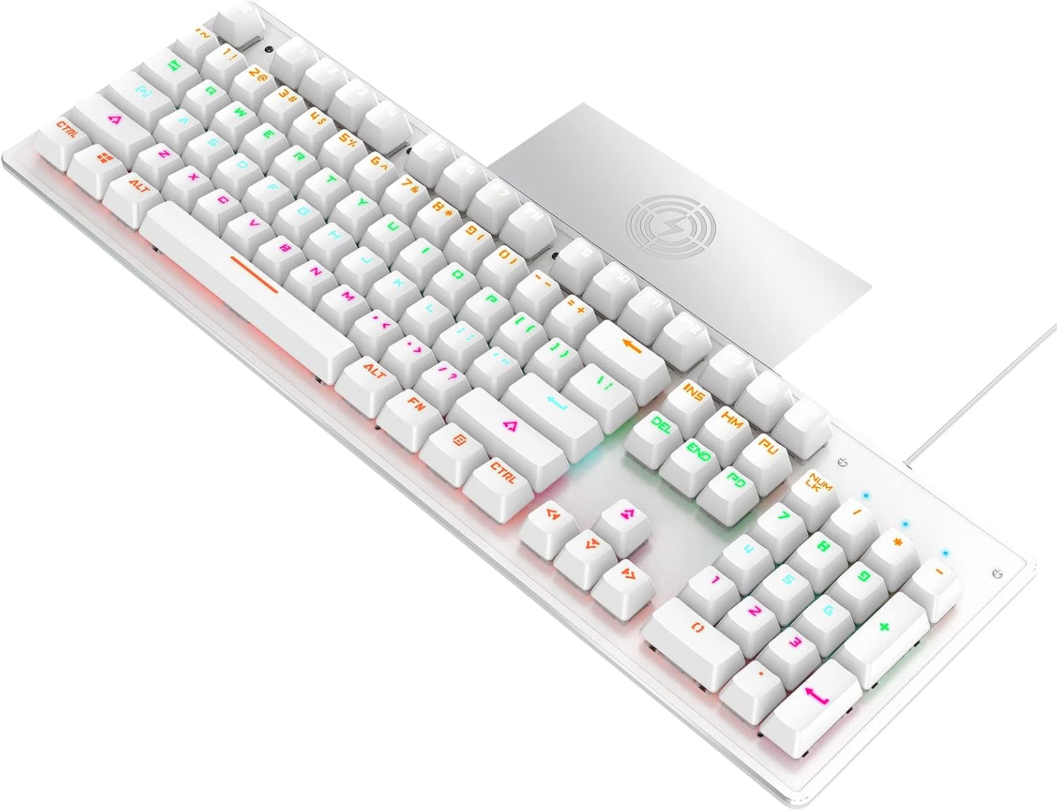 Bajeal Wired Mechanical Keyboard with Wireless Charger RGB Backlit Teclado for Gaming PC(104 Keys) (White) Pack of 2