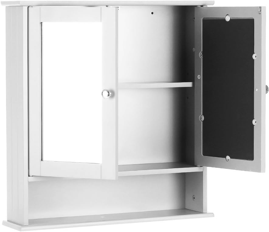IKAYAA Kitchen Bathroom Wall Mount Cabinet Modern 2-Door Wall Cabinet with Glass Doors & Shelves Home Furniture Space Saver Pack of 2