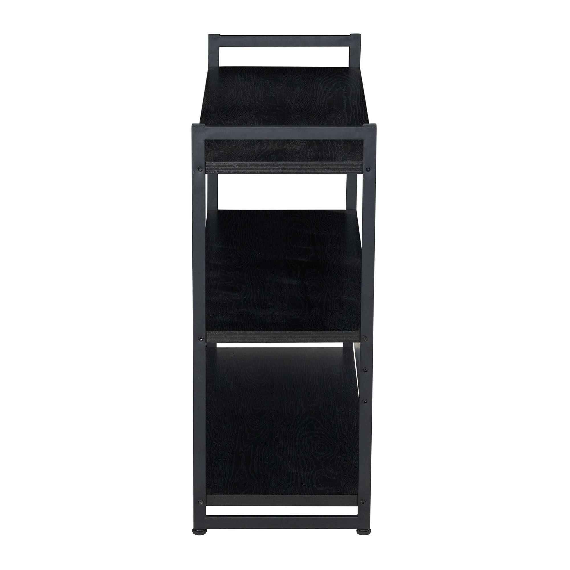 Household Essentials Black Wood Grain 3-Tier Wide Shelf
