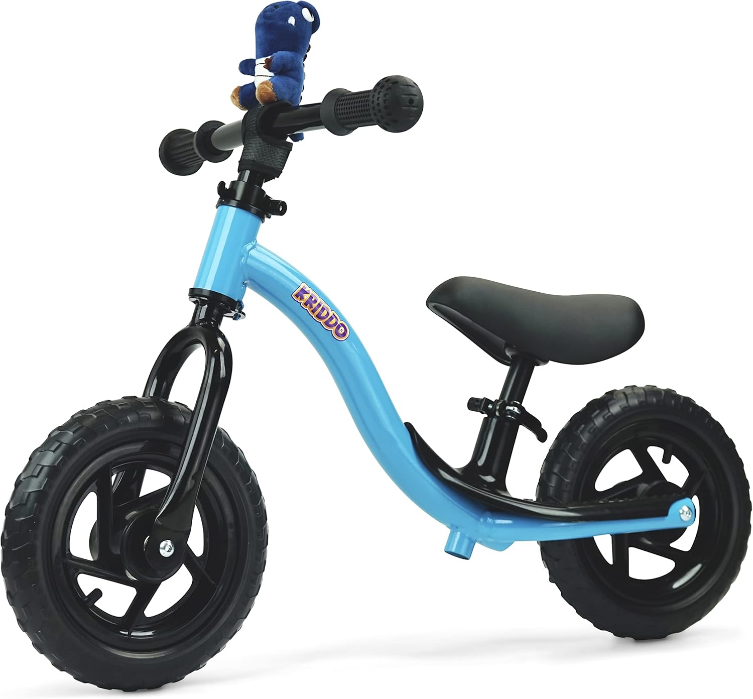 KRIDDO Toddler Balance Bike with Stuffed Animal Toy, Age 18 Months to 4 Years Old, Early Learning Interactive Push Bicycle with Steady Balancing and Footrest, Gift Bike for 2-3 Year Old