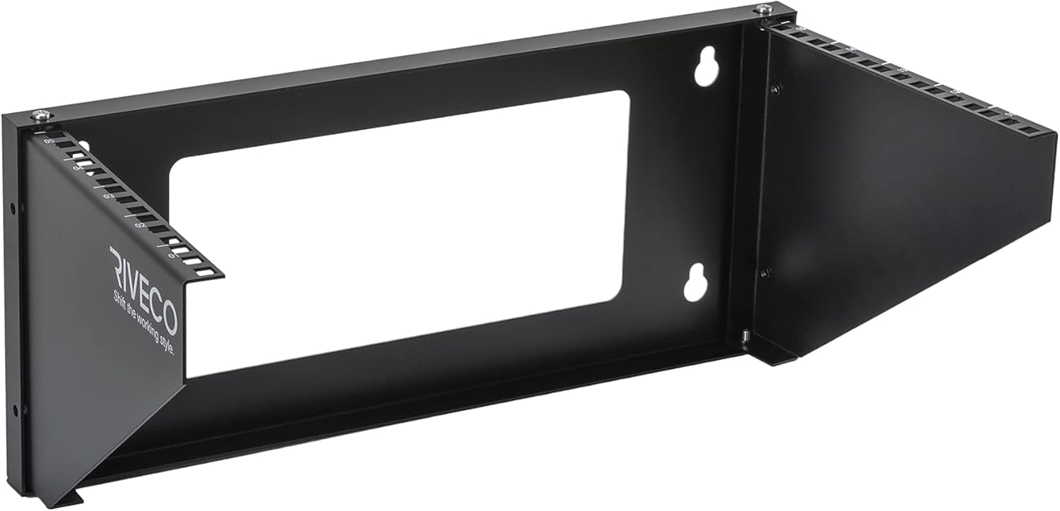 RIVECO 5U Wall Mount Patch Panel Vertical Bracket Firm Constructed Easy Assembly Narrow Space Mounting Rack for Networking Equipment Black Pack of 2