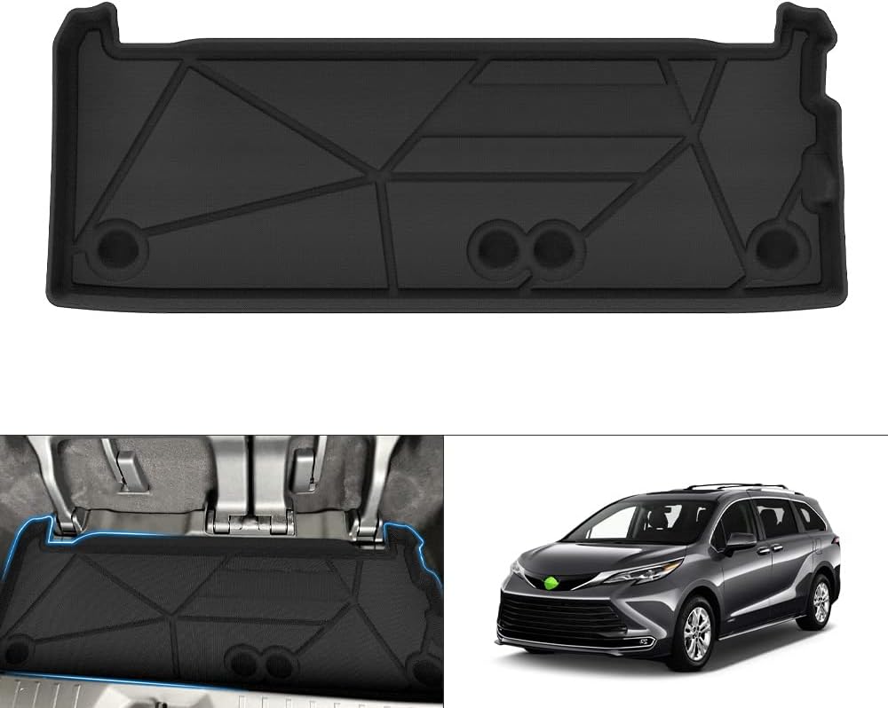 T TGBROS Custom Fit Car Cargo Mat for Toyota Sienna 2021 2022 (ONLY&nbsp;Fit&nbsp;for&nbsp;Without Spare Tire Model)(ONLY&nbsp;Fit&nbsp;for&nbsp;Behind&nbsp;3rd&nbsp;Row) All Weather Cargo Liner Rear Trunk Liner Tray Black