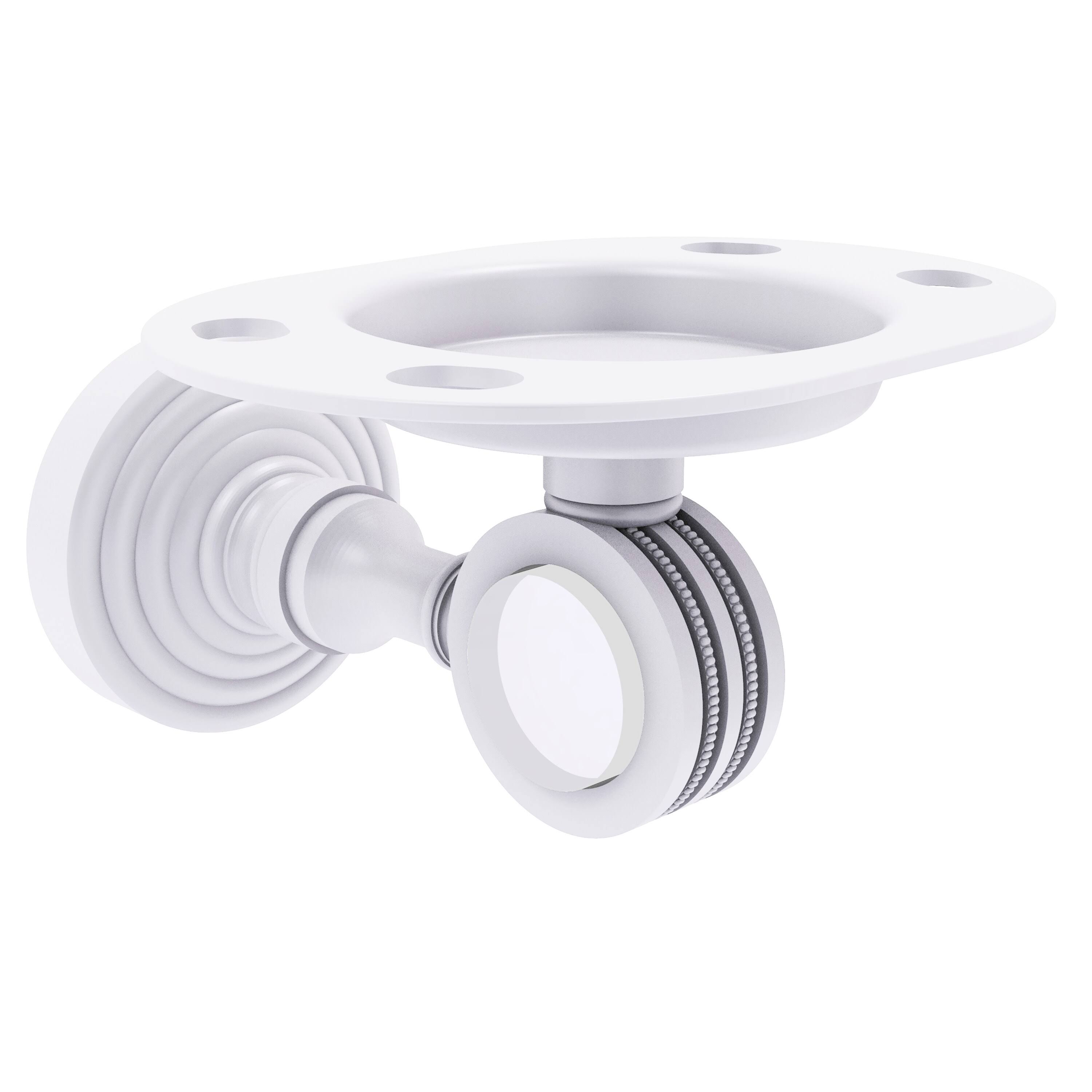 Allied Brass Pacific Grove Collection Tumbler and Toothbrush Holder with Dotted Accents - Matte White