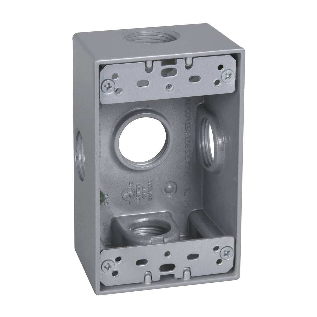 Taymac SB575XS Weatherproof Box, 1-Gang, (5) 3/4-Inch Outlets, Side Lug, Gray
