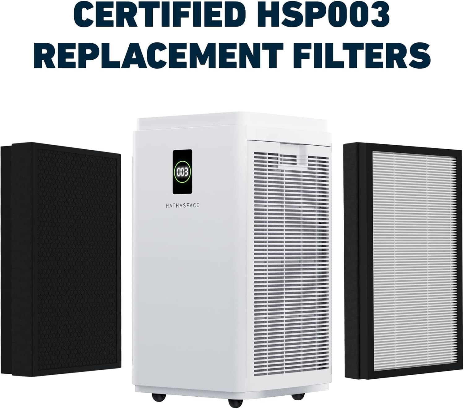 HATHASPACE Certified Replacement Filter for HSP003 Dual Filtration HEPA Air Purifier, 1 Set (H13 True HEPA)