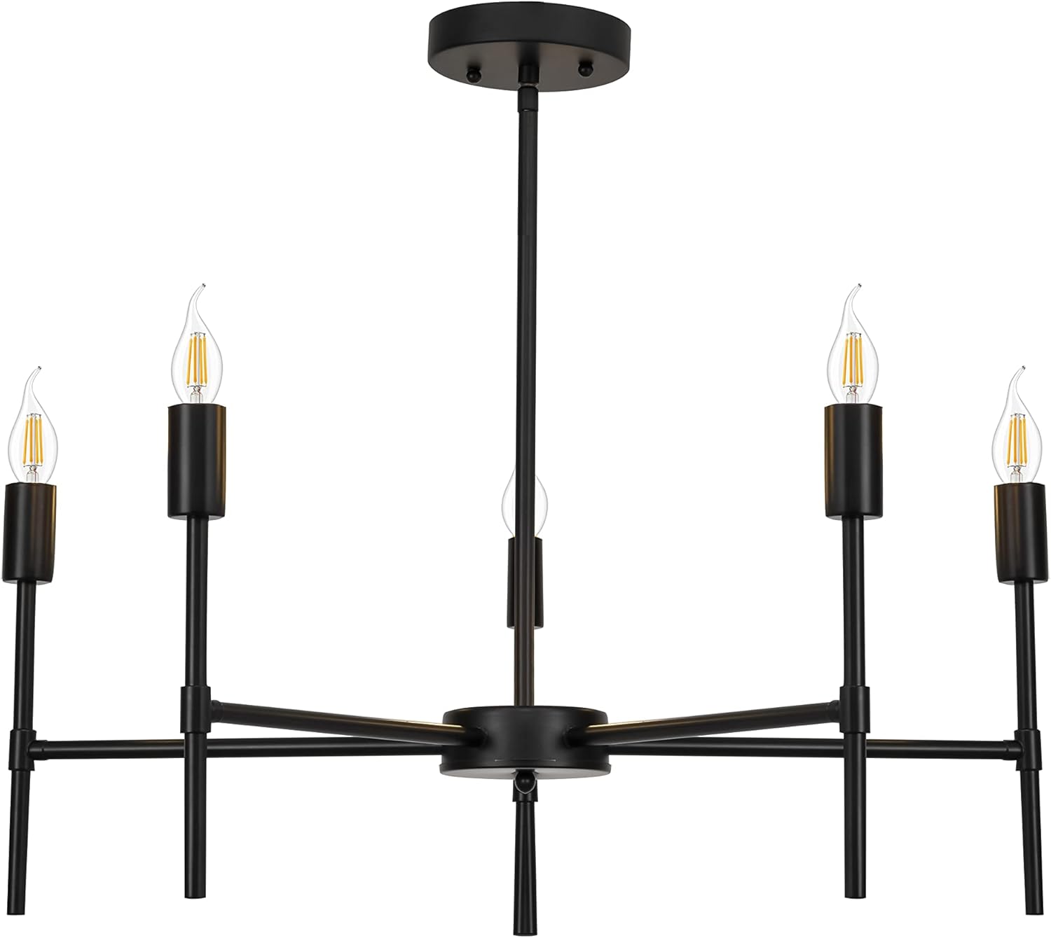 CULIGHT Qbaylan Black Chandelier,Foyer Sputnik Chandeliers with 5-Lights Modern Farmhouse Chandelier Light Fixture for Entryway Kitchen Island Living Dinning Room Bedroom.