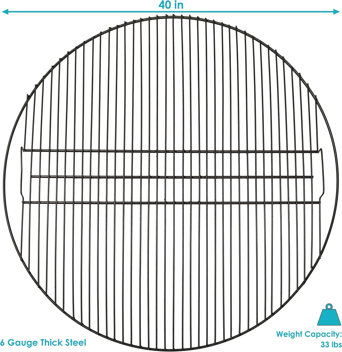 Sunnydaze Fire Pit Cooking Grill Grate - Outdoor Campfire BBQ - Heavy-Duty 33-Pound Capacity - Round Black 40-Inch Cooking Rack - Outdoor Campfire Use - Fire Pit Accessory