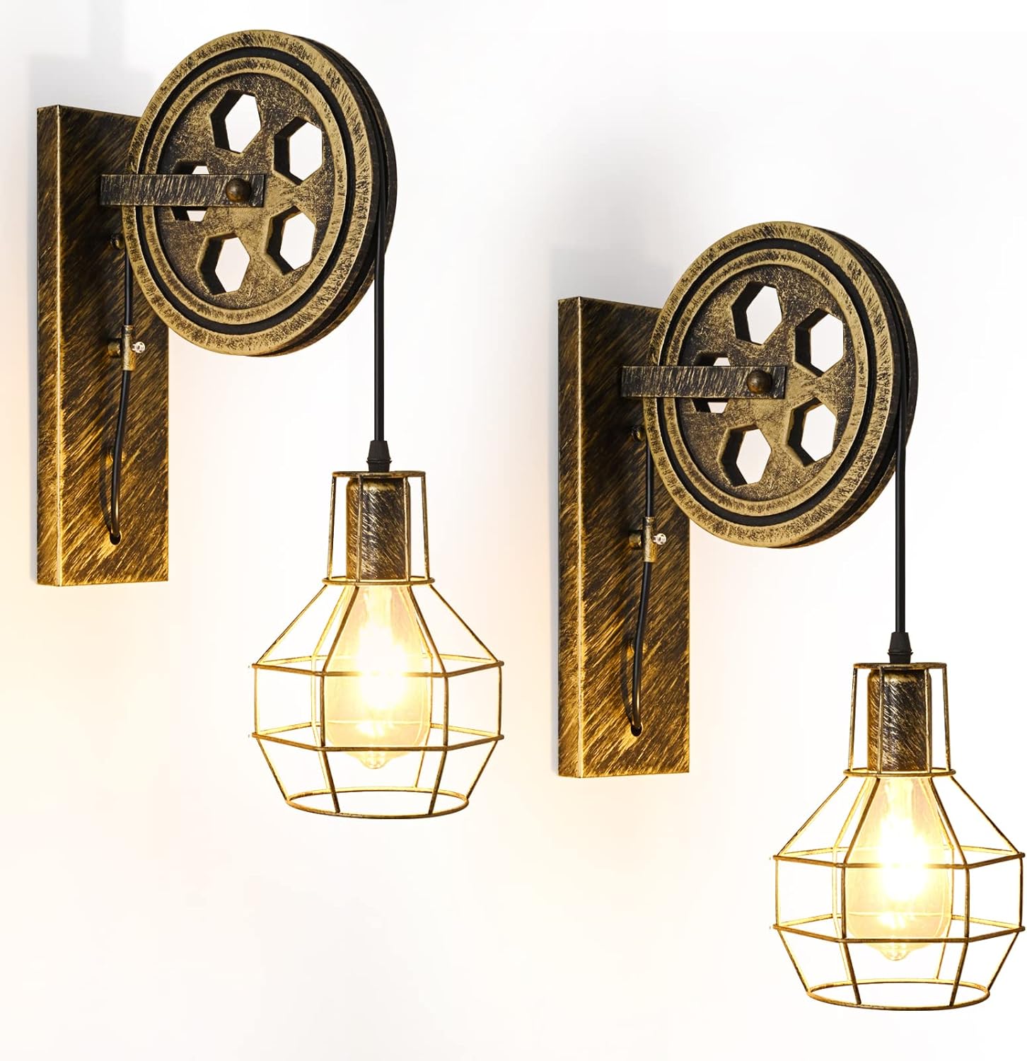 Retro Wall Light Fixtures, 2Pack Antique Bronze Vintage Wall Lighting Hardwired Industrial Lantern Retro Lamp Metal Wall Sconce for Bedside Bedroom Home Dining Room