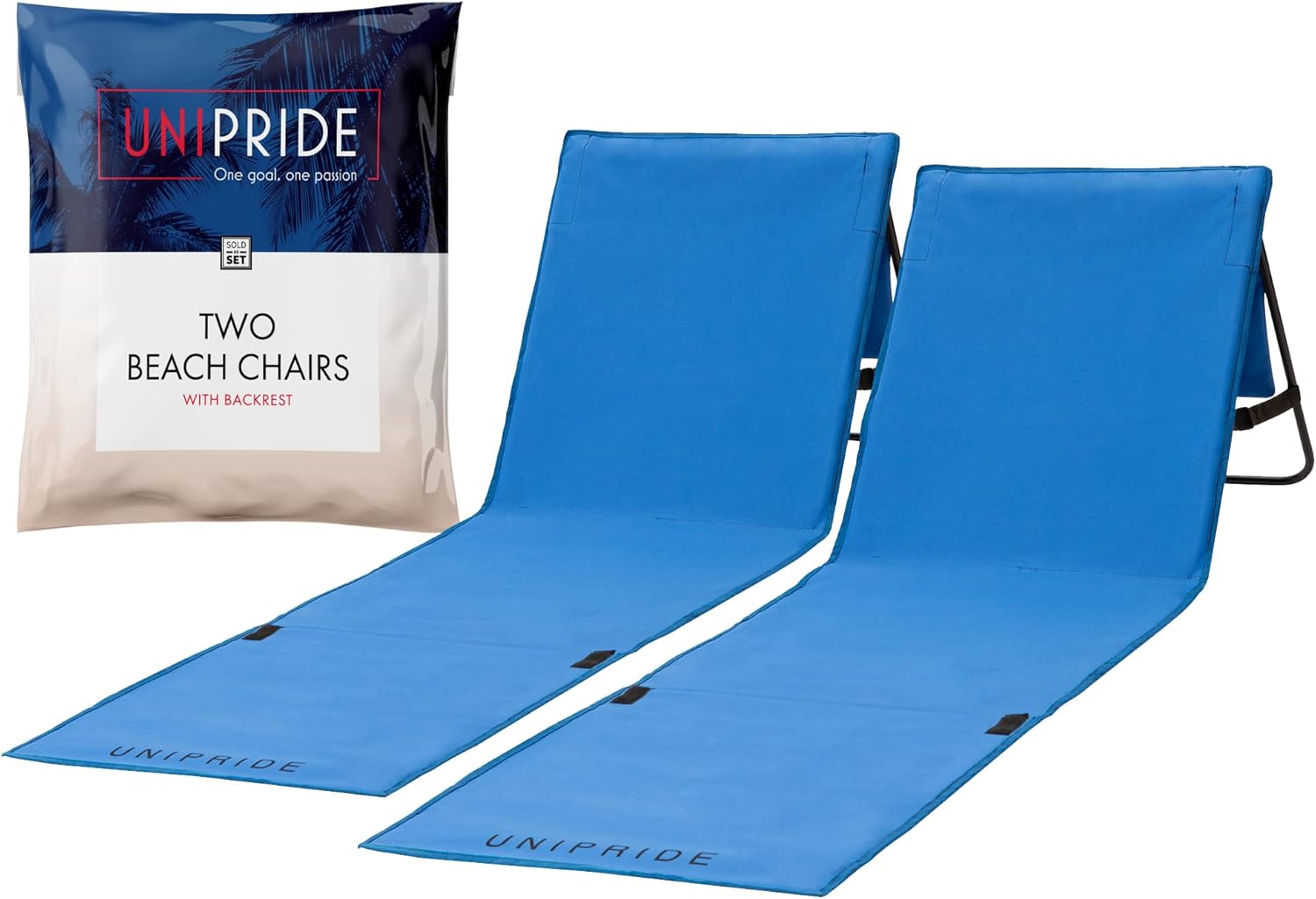 Beach Chairs for Adults Folding Lightweight (Set of 2) - Camping Chairs, Chaise Lounge Lawn Chairs for Outdoor Relaxing and Sun Tanning - Blue