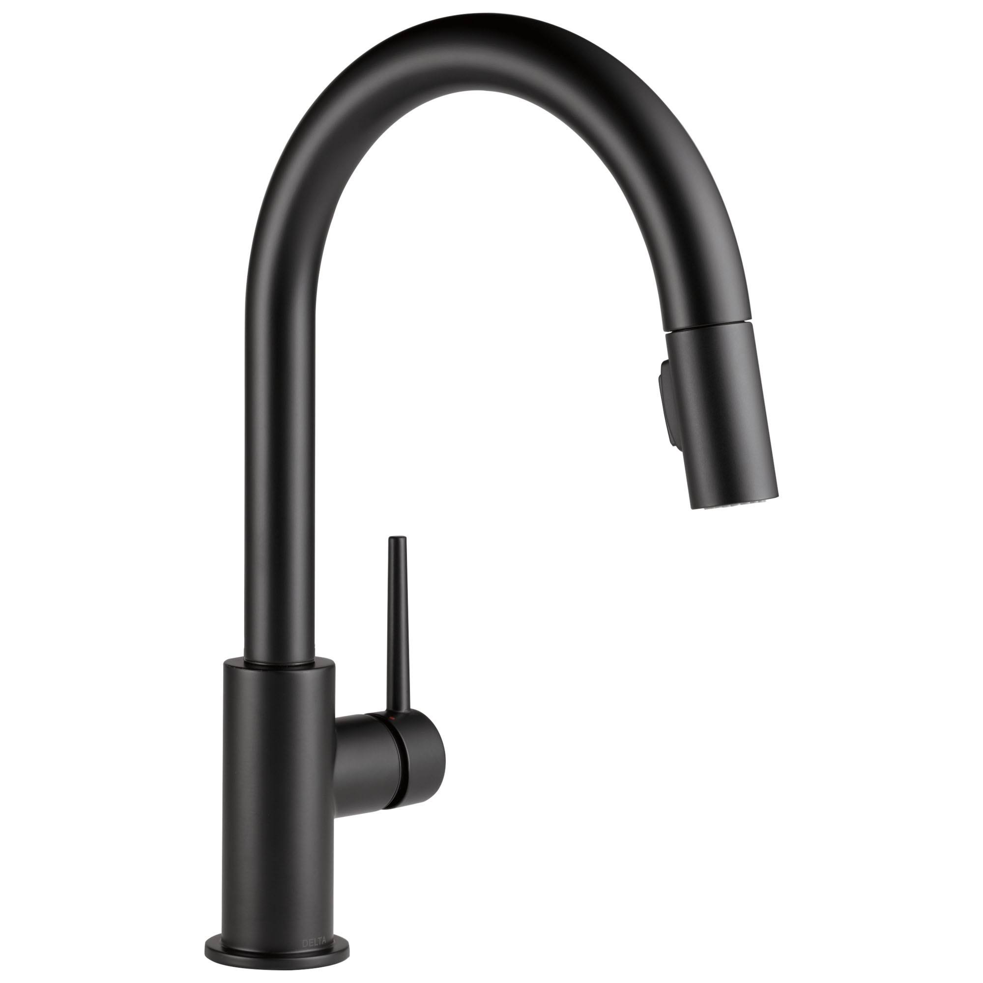 Delta Faucet 9159-BLLS-DST Trinsic Single Handle Kitchen Swivel Pull-Down, Matte Black