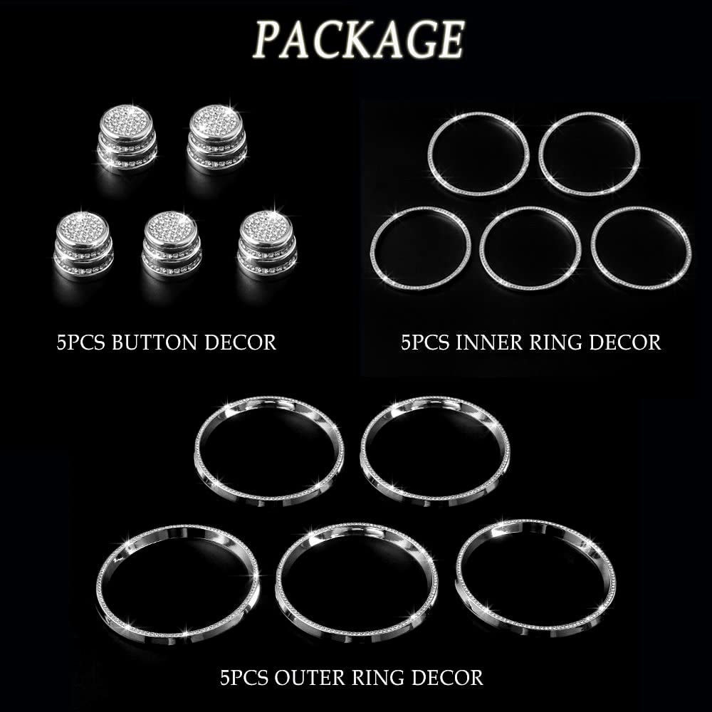 Jfsotls Compatible Mercedes Benz Accessories C GLC Class W205 X253 AMG Air Vent Cover Bling Trim Sticker Interior Custom Parts Interior Panel Rhinestone Zinc Alloy Silver Double Sided Tape 15Pieces Pack of 2