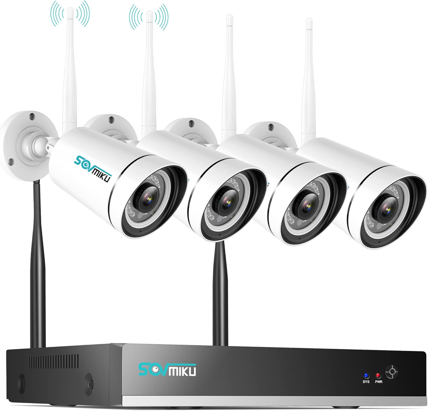 【Facial Recognition,2K】 SOVMIKU WiFi Security Camera System,Without Hard Drive,Two Way Audio,Ultra Long Range,8Channel NVR,Mobile&PC Remote,Outdoor IP66 Waterproof,Motion Actived,Night Vision