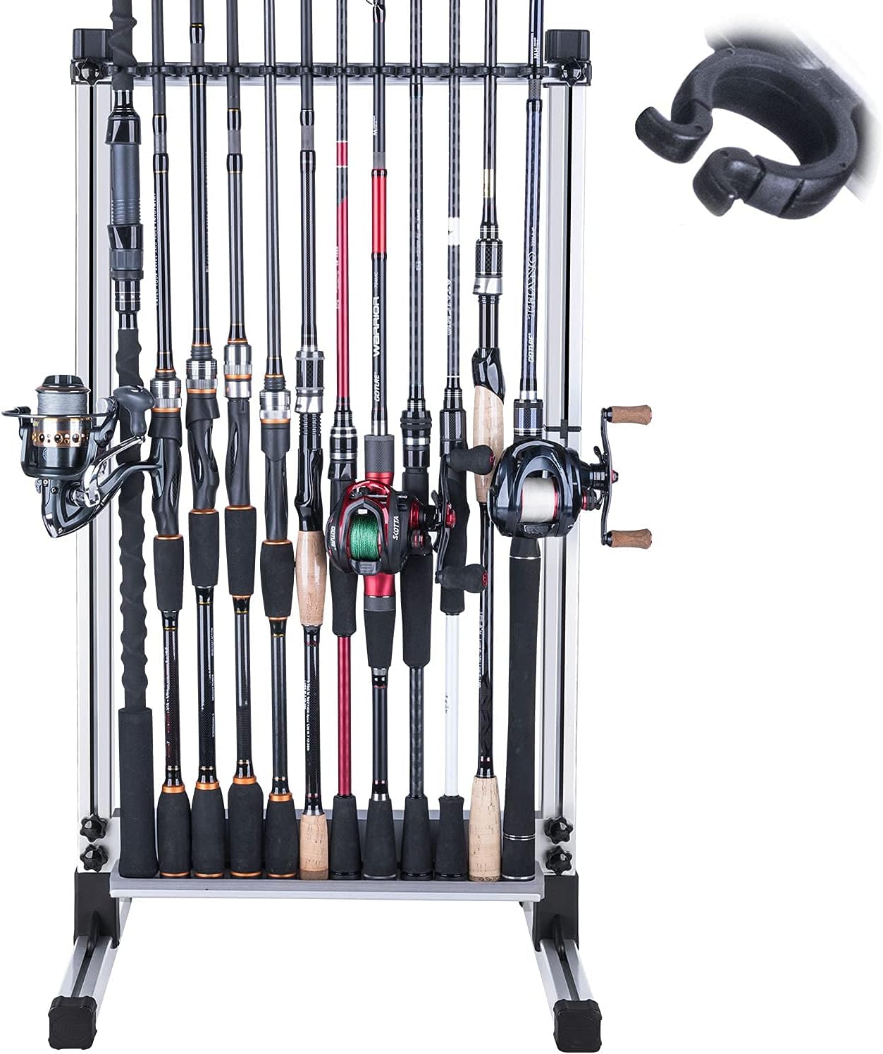 Goture Patented Fishing Rod Holder, 24 Rods Aluminum Pole Rack-Space Saving Oragnizer Perfect for Home Garage Storage Most Types of Fishing Rods and Combos