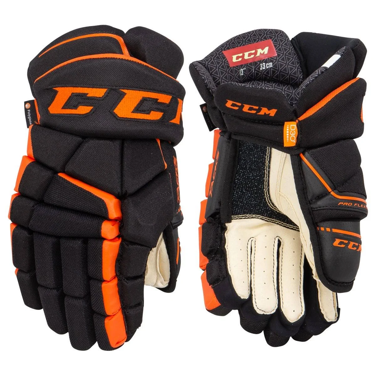 CCM Tacks 9080 Hockey Gloves - Senior - Black/Orange - 13.0x22