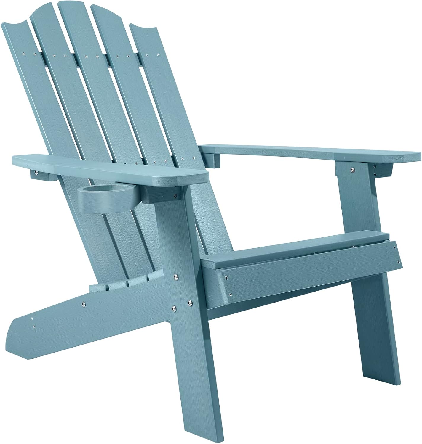 Melucivi Adirondack Chair Weather Resistant Plastic Outdoor Chairs with Cup Holder, Plastic Adirondack Chairs for Outdoor, Backyard, Fire Pit, Deck, Garden, Campfire, Dark Blue