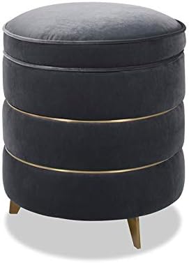 Jennifer Taylor Home Midas Round Accent Storage Ottoman Steel Gray