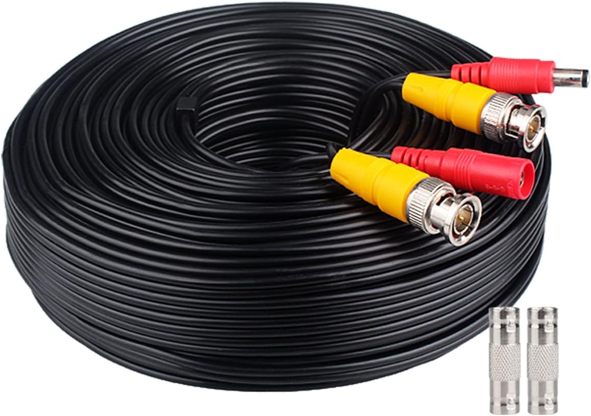 BNC Cable, 200ft 4Pack All-in-One Siamese Video and Power Security Camera Wire Cord with 2 Female Connectors for All Max 5MP HD CCTV DVR Surveillance System